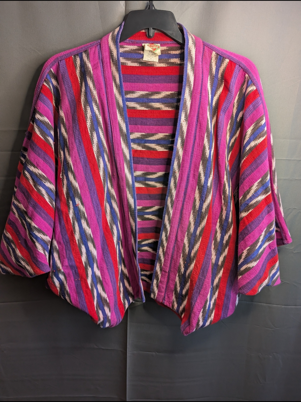 VTG 80s El Paso Saddleblanket Hand Loomed Ikat Jaspe Jacket EUC Boho